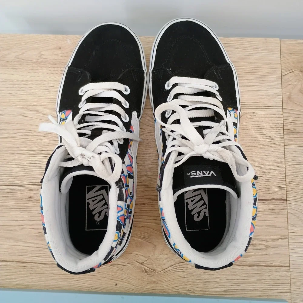 Vans Sk8-Hi Butterfly Checkerboard High Top Sneakers Women's 8.5 Canvas Shoes